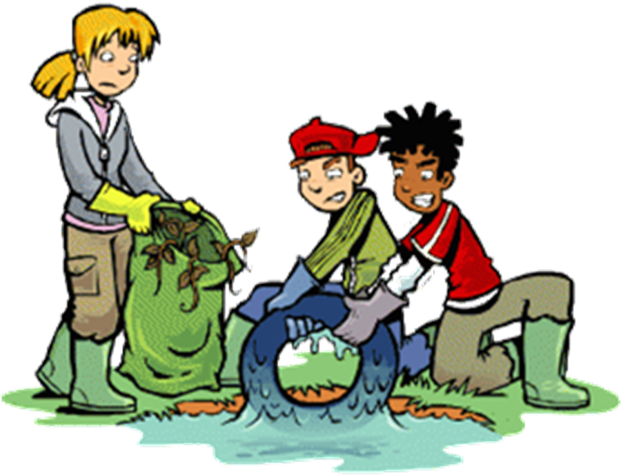 Kids Cleaning Up Environment Illustration PNG Image