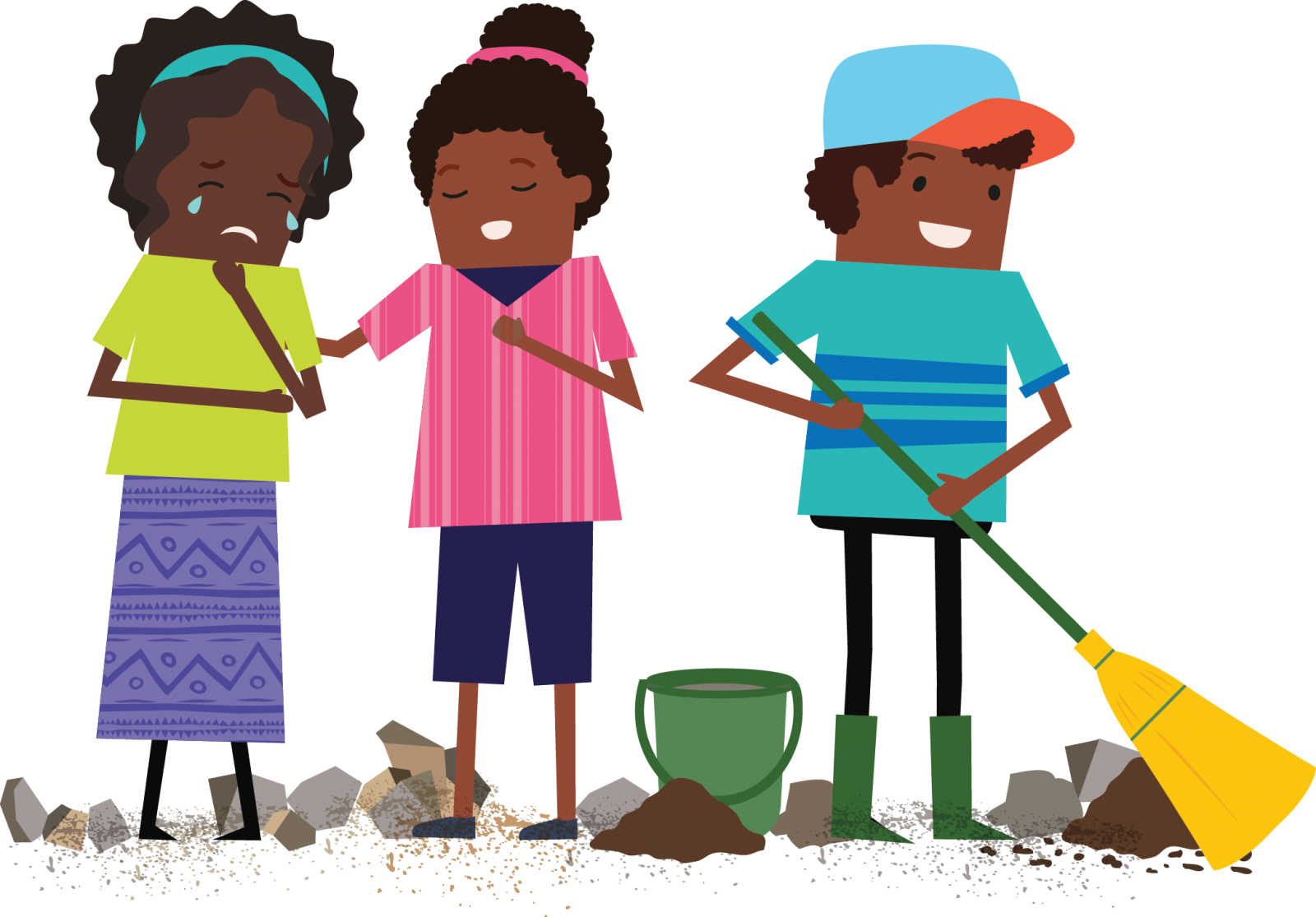 Kids Community Cleanup Illustration PNG Image