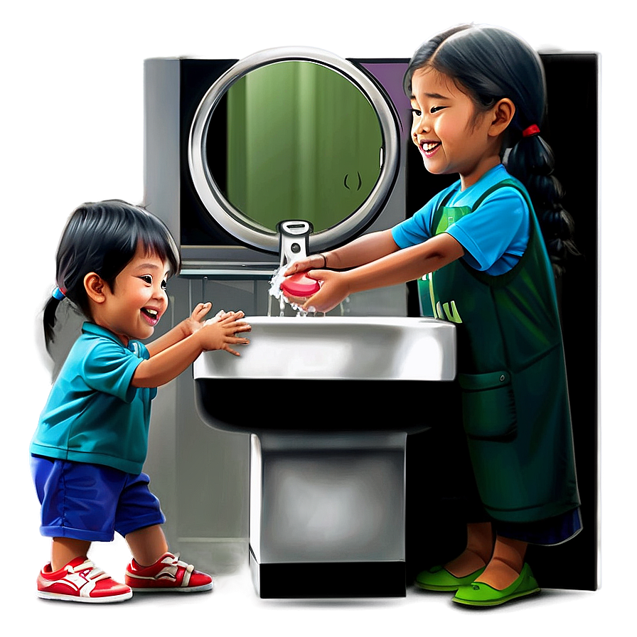 Kids Hand Washing Cartoon Png Ckj PNG Image