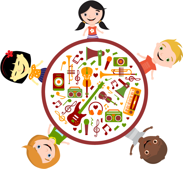 Kids Music Circle Illustration PNG Image