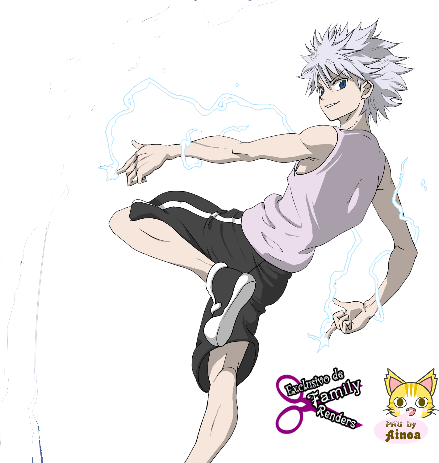 Killua Zoldyck Electric Aura PNG Image