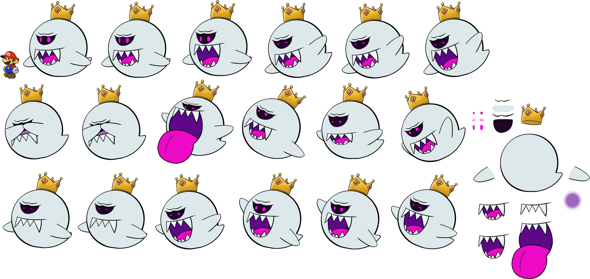 King Booand Mario Spritesheet PNG Image