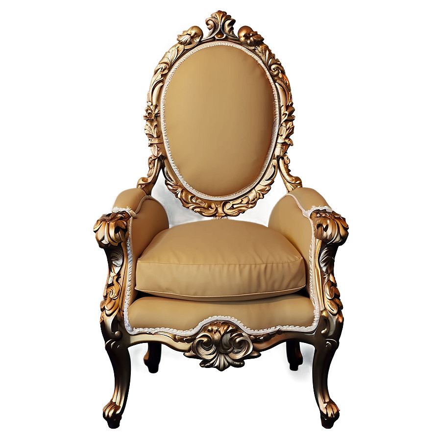 King Chair With Gold Trim Png 06262024 PNG Image