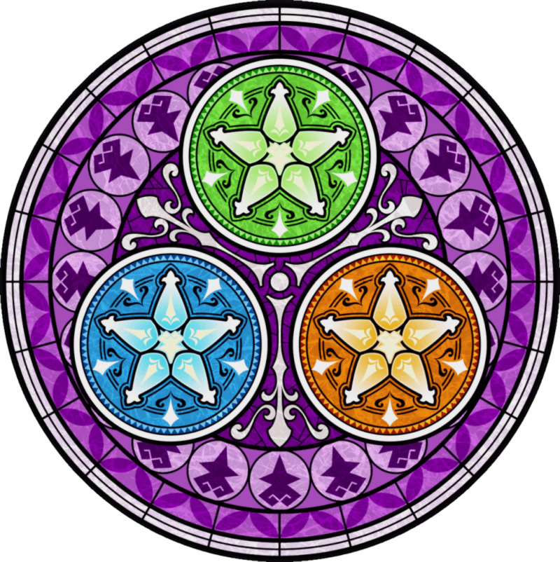 Kingdom Hearts Tri Emblem Stained Glass PNG Image