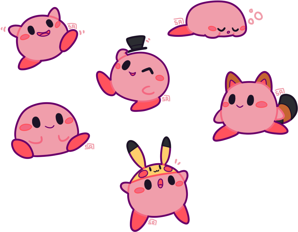 Kirby_and_ Friends_ Cute_ Illustrations PNG Image