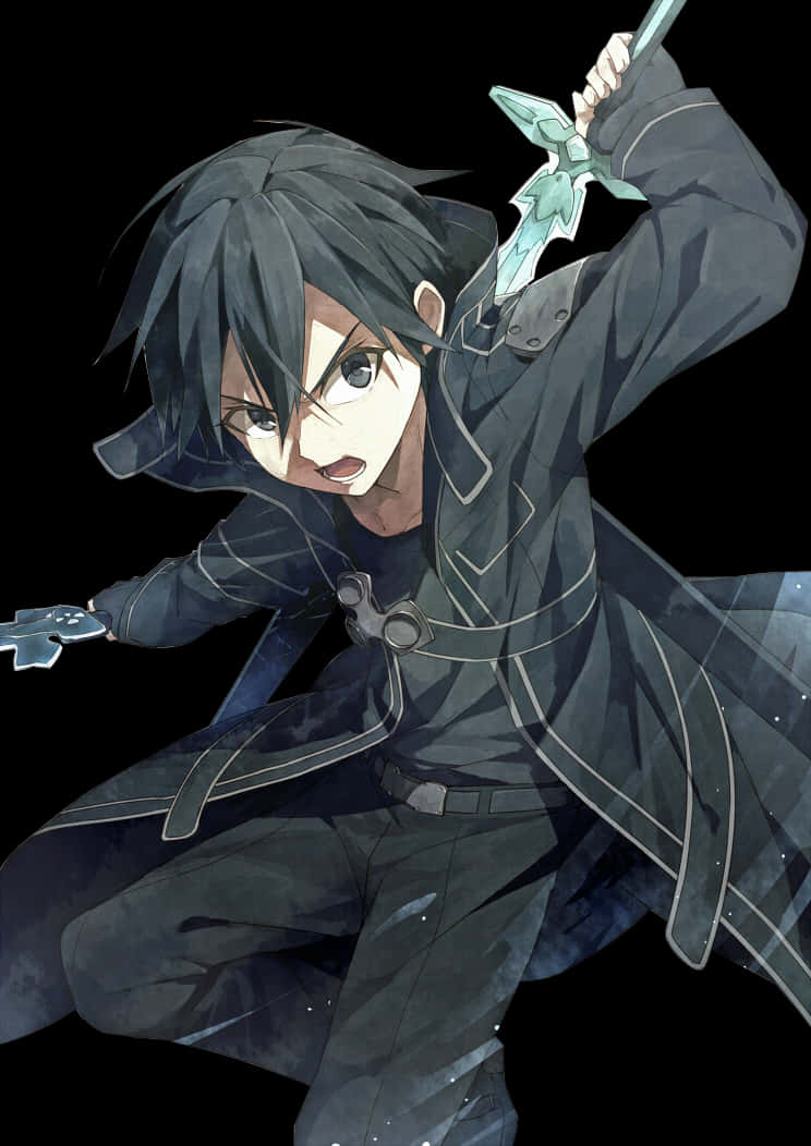 Kirito Dual Wielding Sword Art Online PNG Image