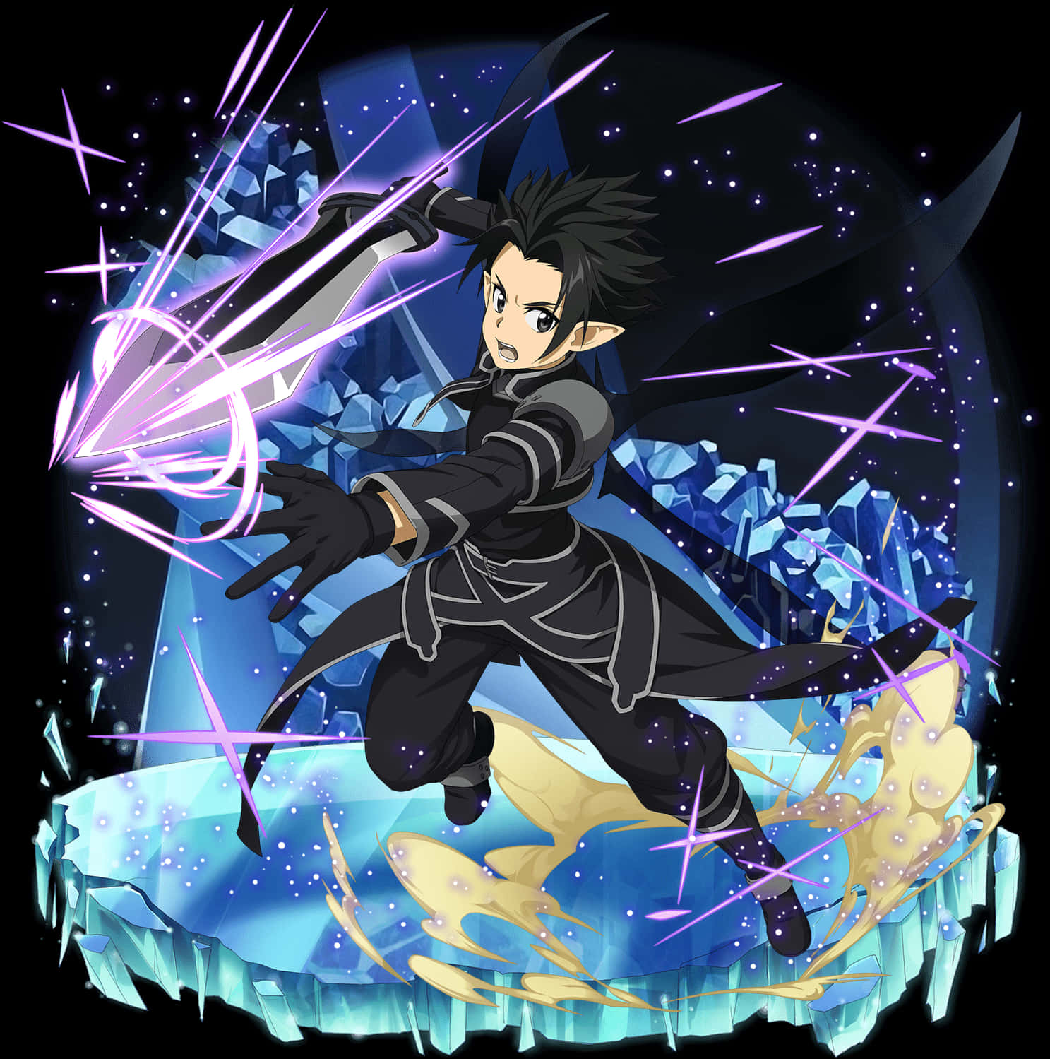 Kirito Dual Wielding Sword Art Online PNG Image