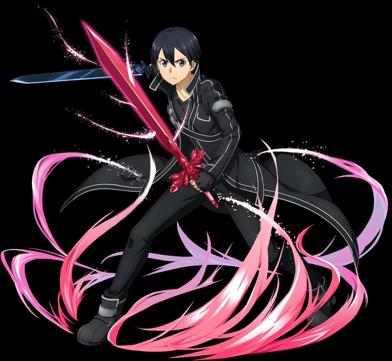 Kirito Dual Wielding Swords PNG Image