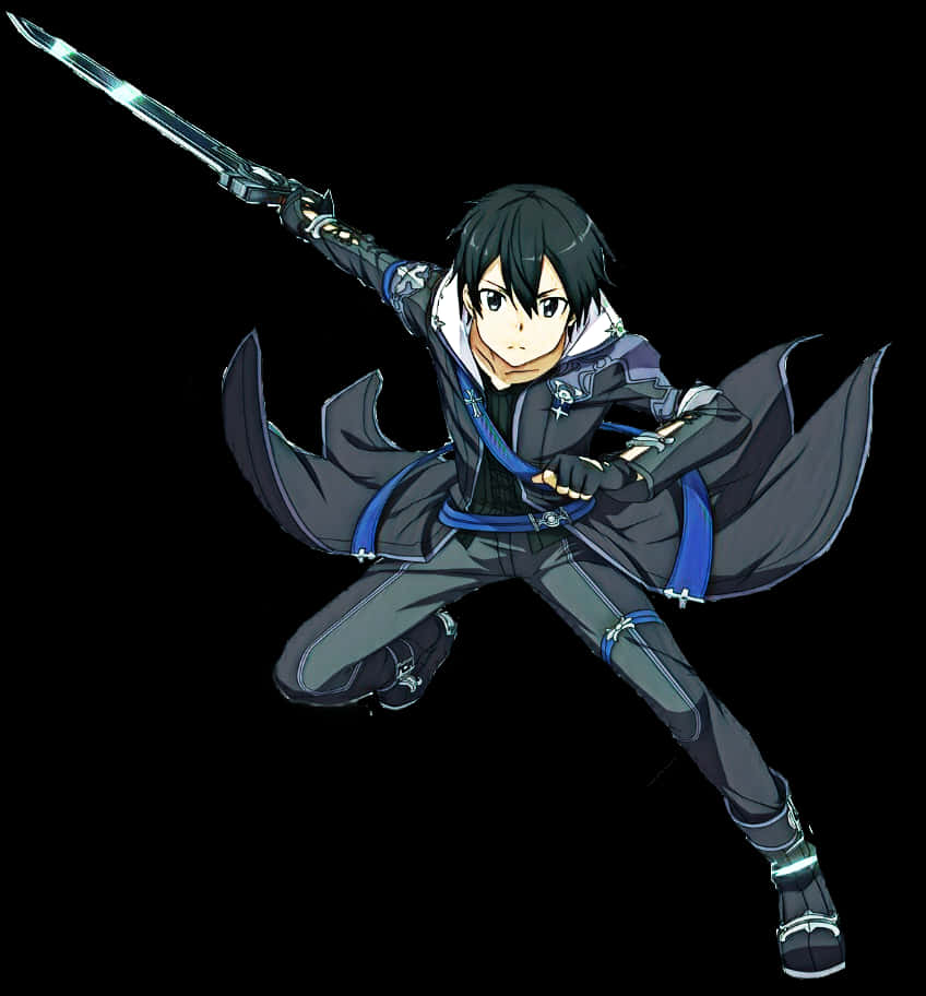 Kirito Sword Art Online Action Pose PNG Image