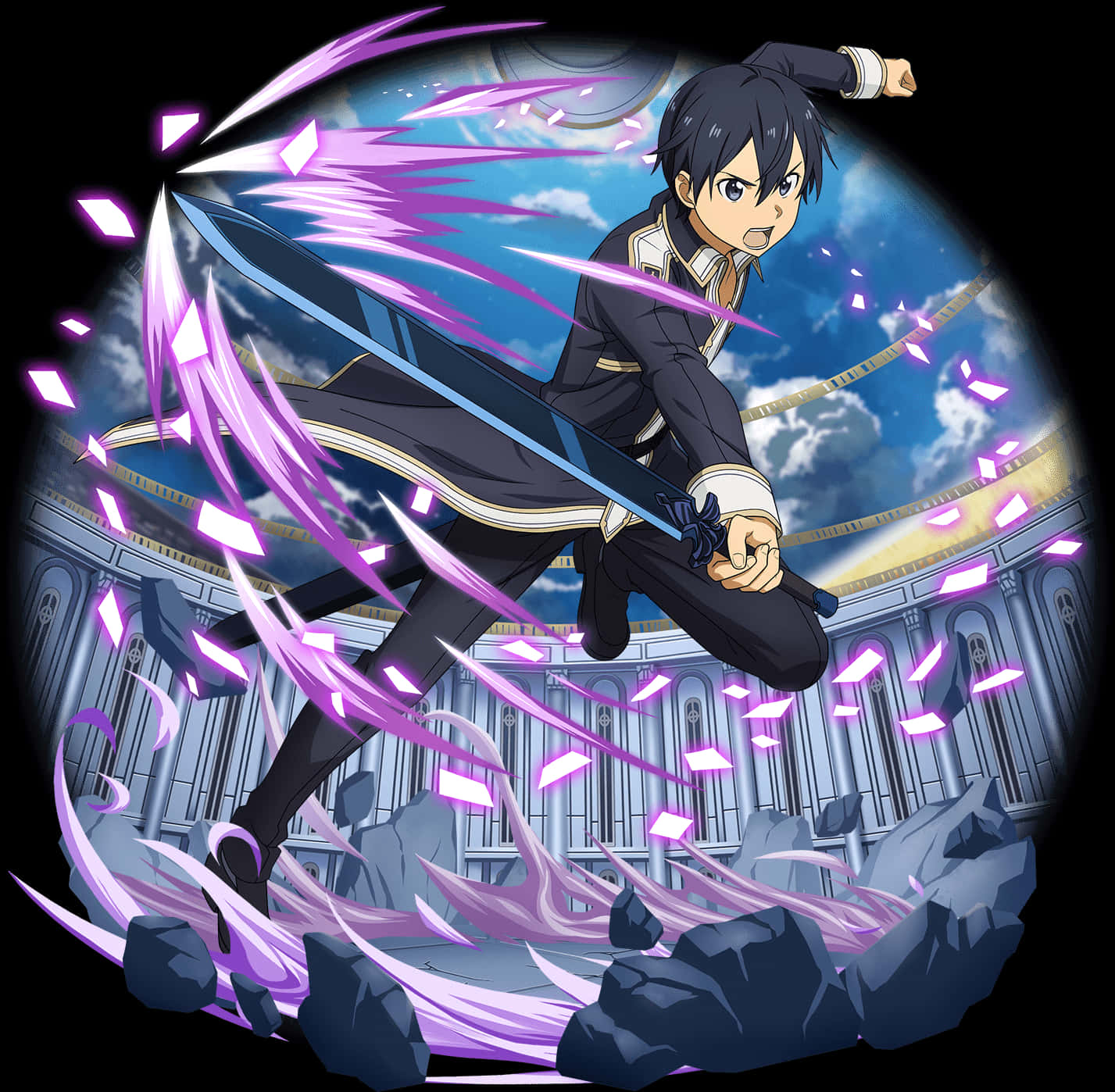 Kirito Sword Art Online Action Pose PNG Image