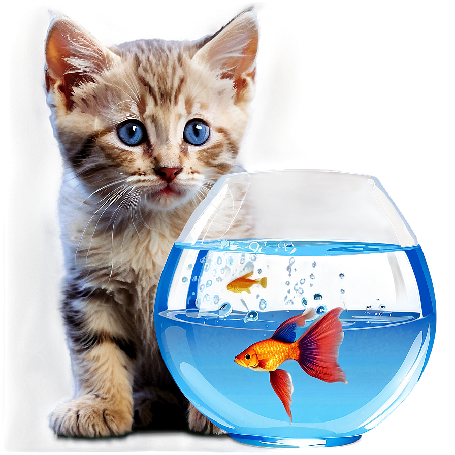 Kitten And Fishbowl Png Gqr69 PNG Image