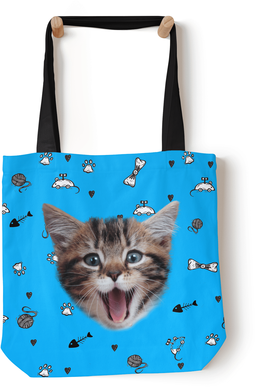 Kitten Face Tote Bag Design PNG Image