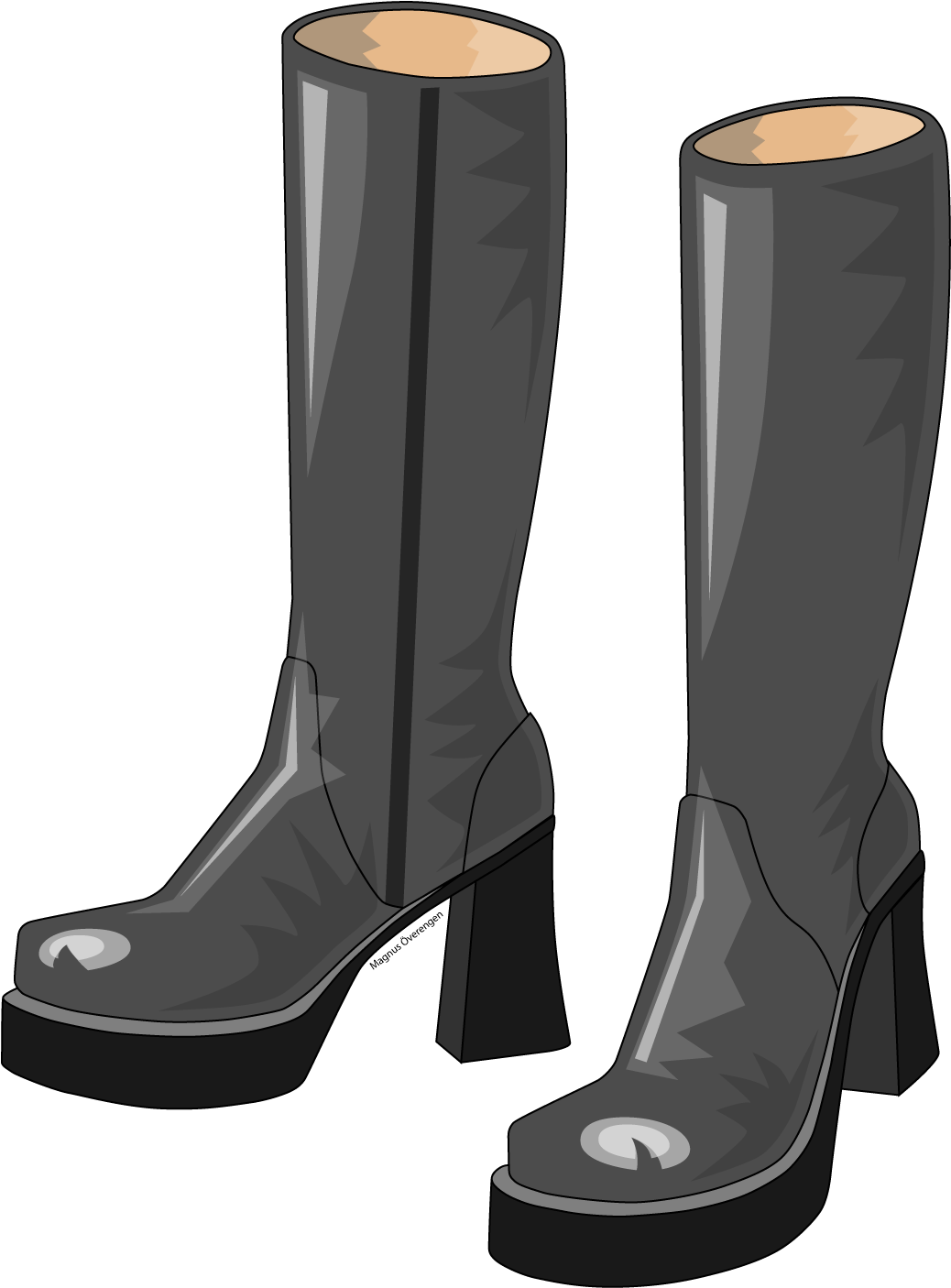 Knee High Platform Boots Illustration PNG Image