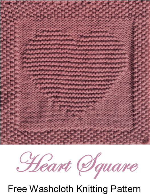 Knitted Heart Washcloth Pattern PNG Image