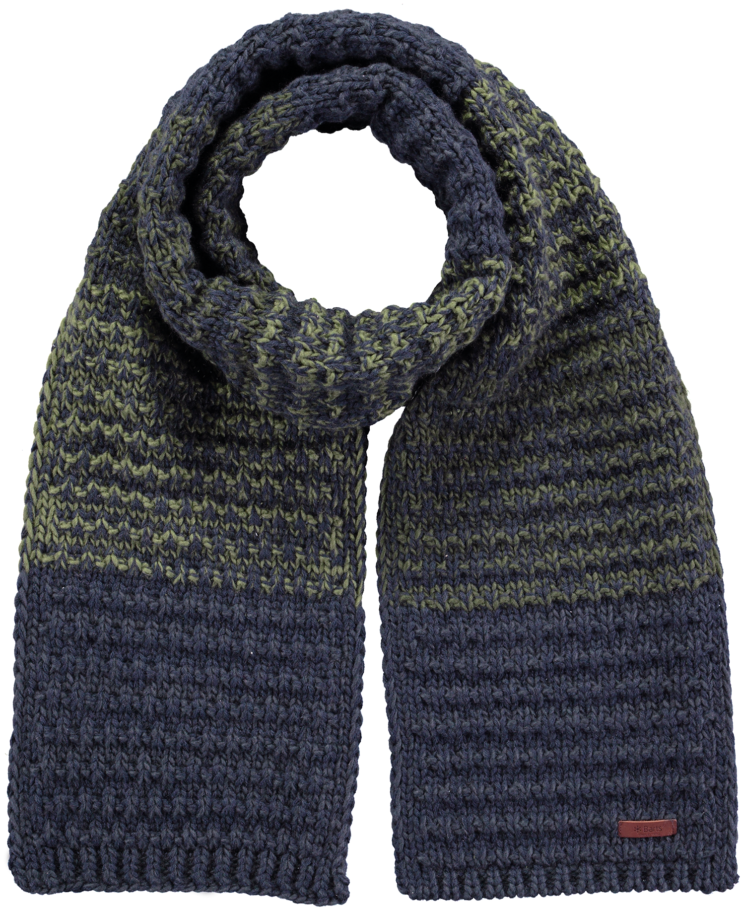 Knitted Winter Scarf Navy Green PNG Image