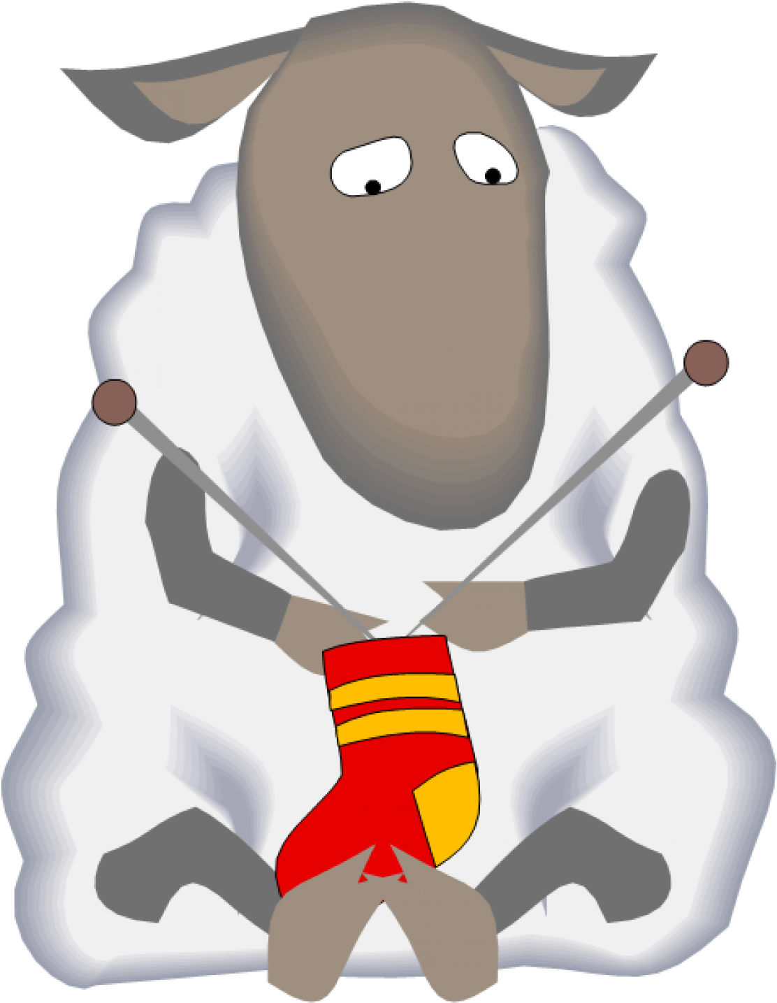 Knitting Sheep Cartoon Illustration PNG Image