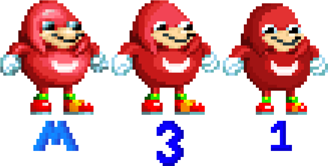 Knuckles Pixel Art Poses PNG Image