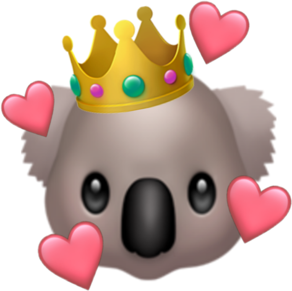 Koala Crown Hearts Emoji PNG Image