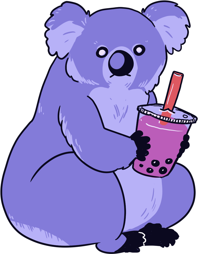 Koala Enjoying Bubble Tea PNG Image