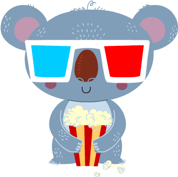 Koala With3 D Glasses And Popcorn PNG Image