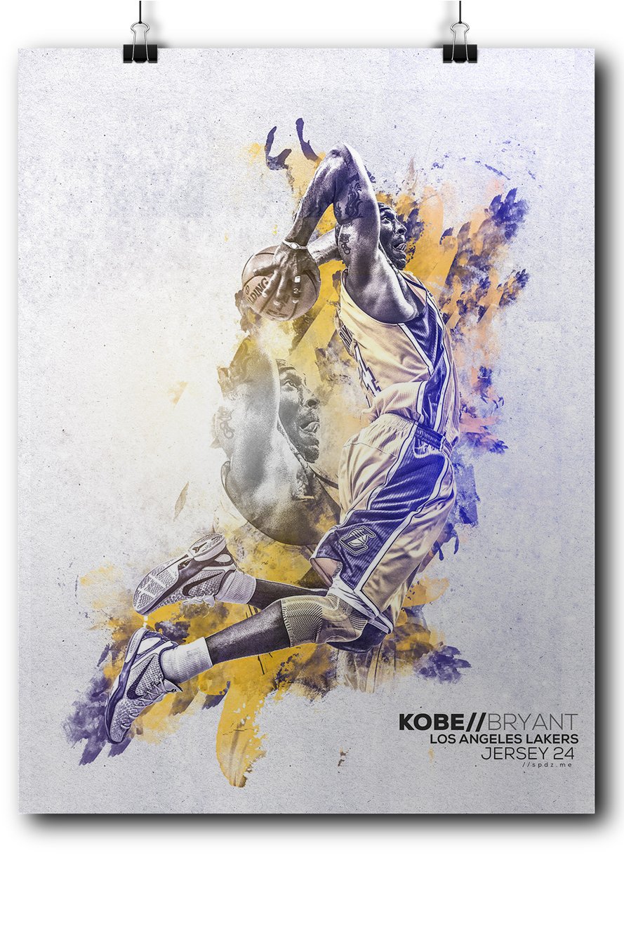 Kobe Bryant Lakers Artistic Poster PNG Image