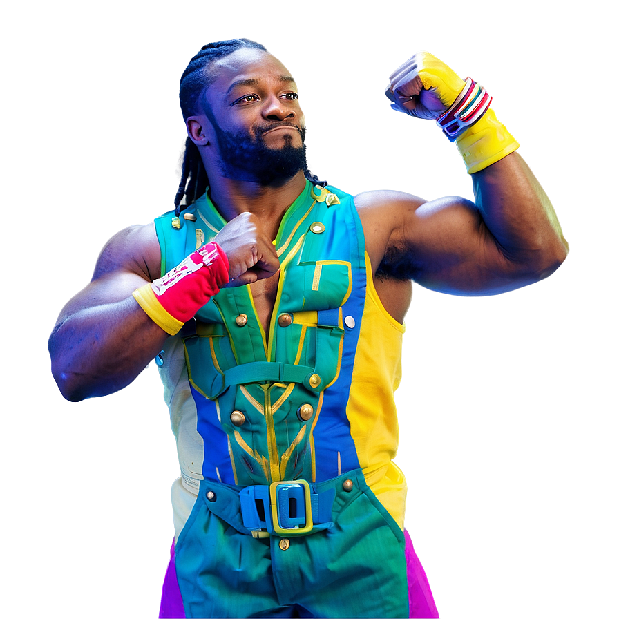 Kofi Kingston Action Pose Png Kqw47 PNG Image