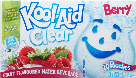 Kool Aid Clear Berry Flavored Water Beverage Packaging PNG Image