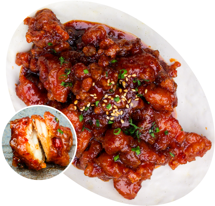 Korean Spicy Chicken Dish PNG Image