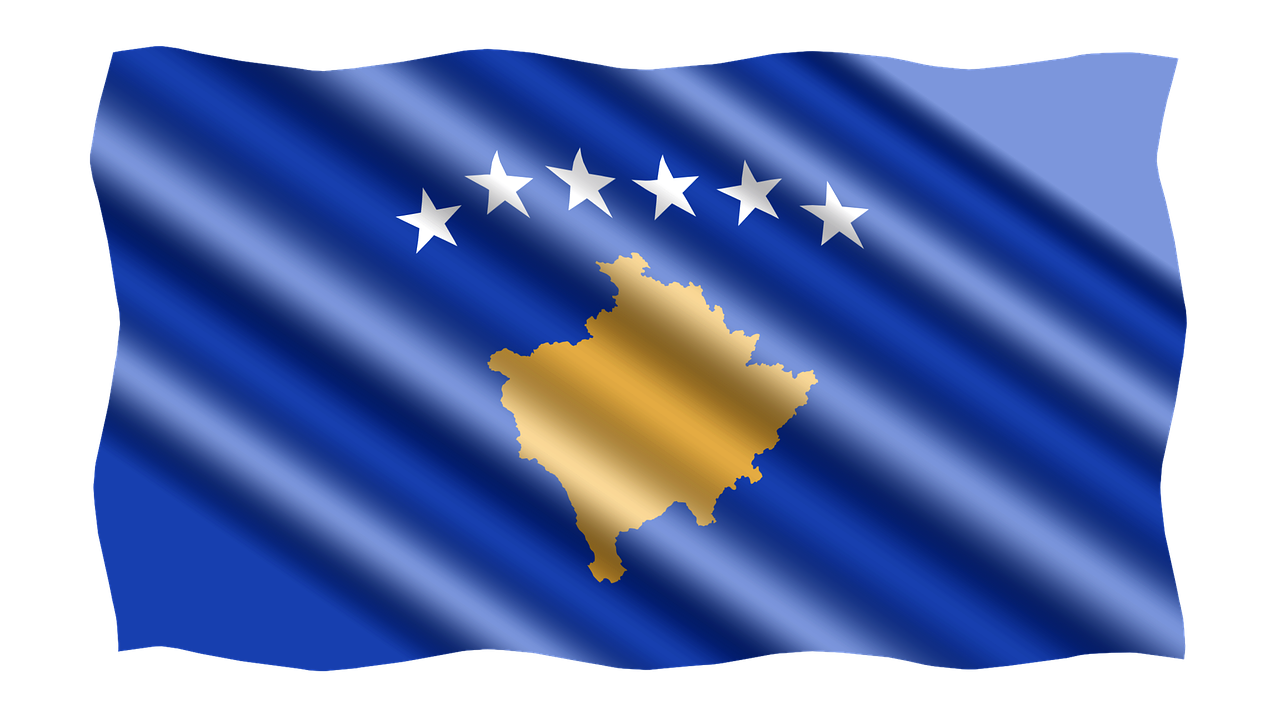 Kosovo Flag Waving PNG Image