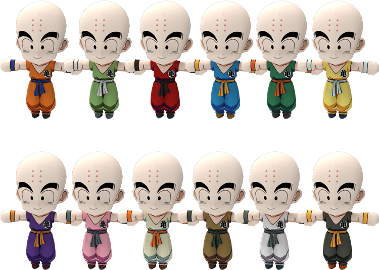 Krillin_ Multiple_ Outfits_ Animated_ Character PNG Image