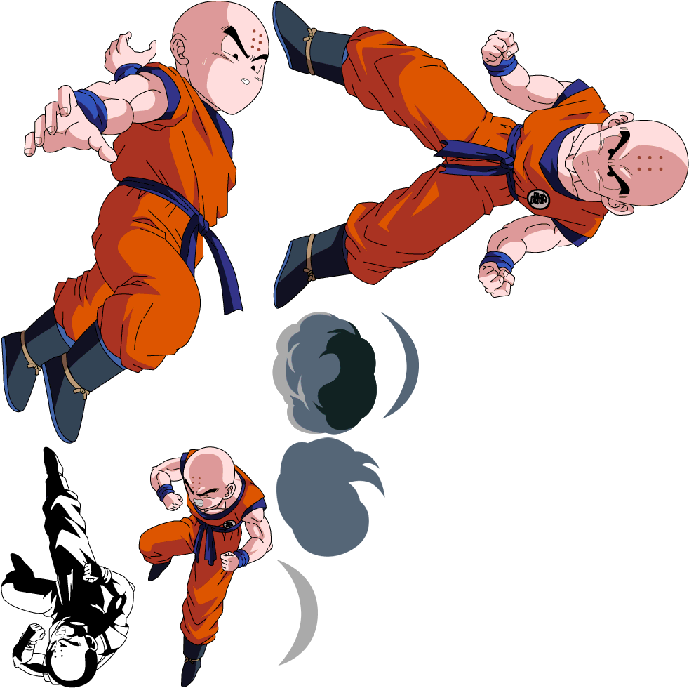 Krillin Multiple Poses Action Illustration PNG Image