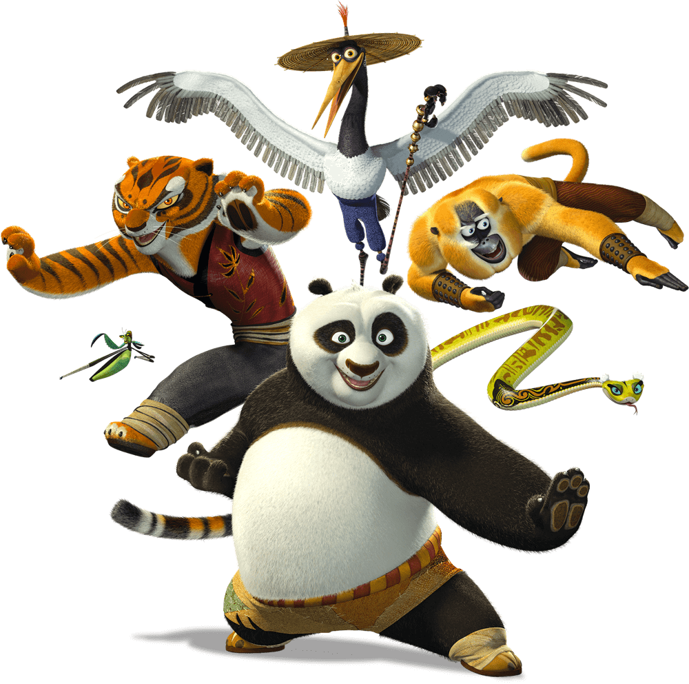 Kung Fu Panda Characters Action Pose PNG Image