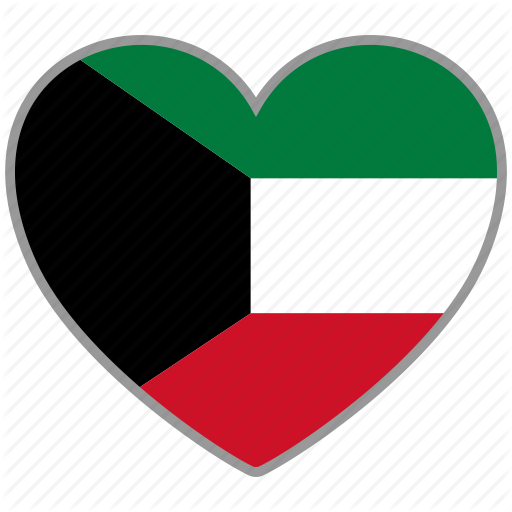 Kuwait Flag Heart Shaped Graphic PNG Image