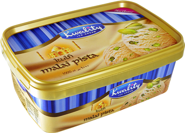 Kwality Malai Pista Kulfi Ice Cream Packaging PNG Image