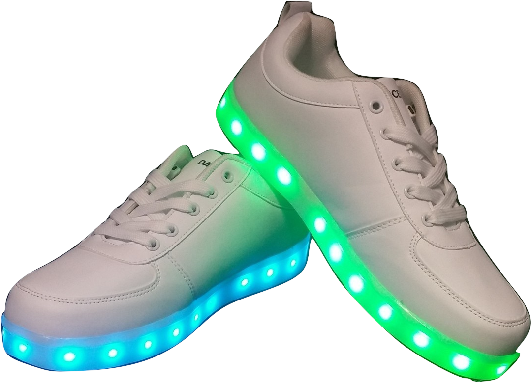 L E D Lit White Sneakers Men PNG Image