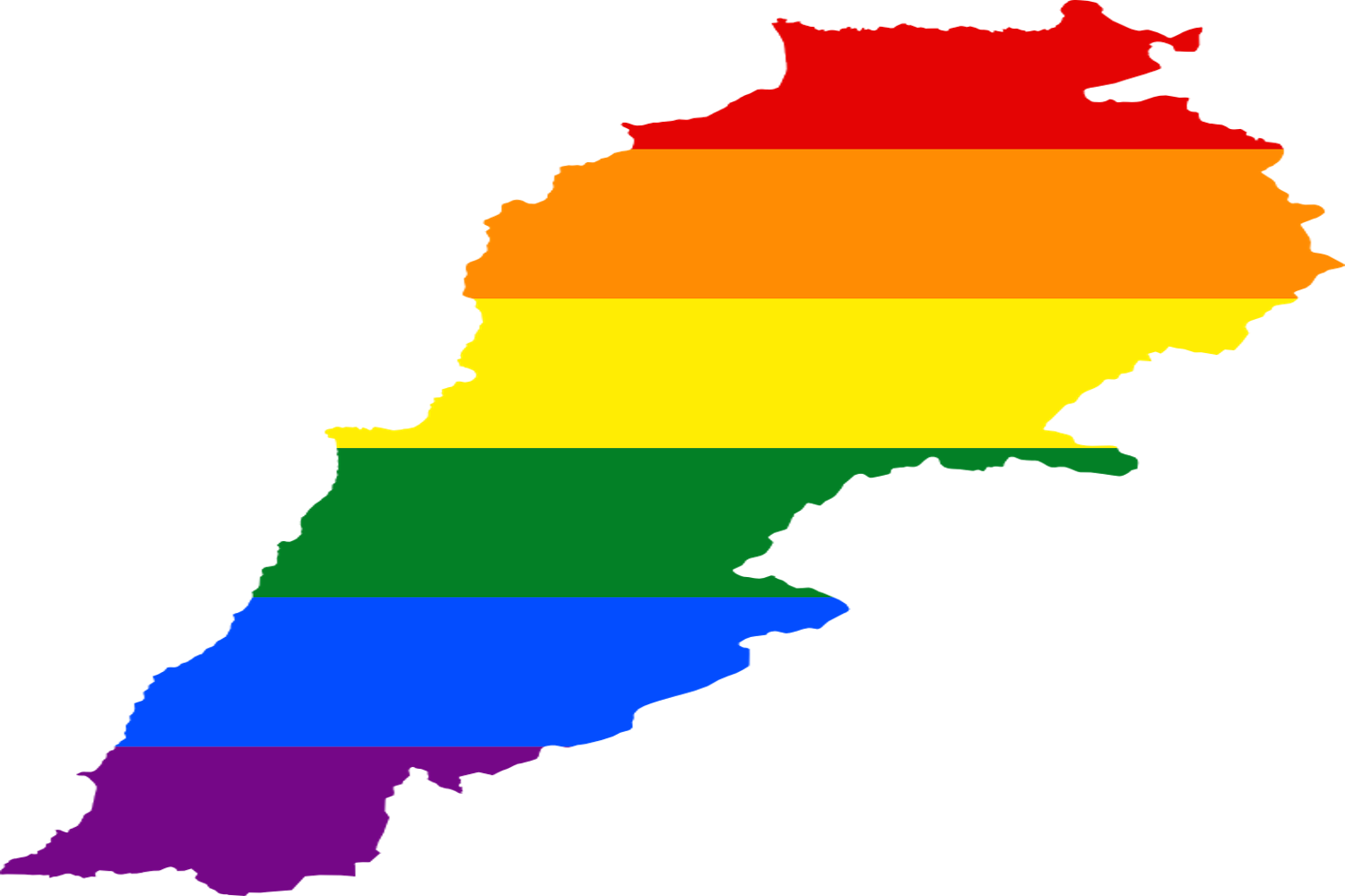 L G B T Pride Colored Lebanon Map PNG Image