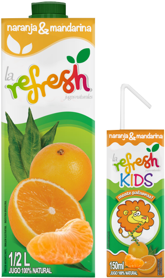 La Refresh Natural Orange Mandarin Juice Packaging PNG Image