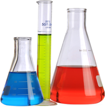 Laboratory Glasswarewith Colorful Liquids PNG Image