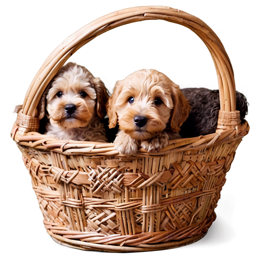 Labradoodle In A Basket Png Ltx14 PNG Image