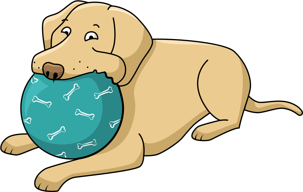 Labrador Retriever With Ball Cartoon PNG Image