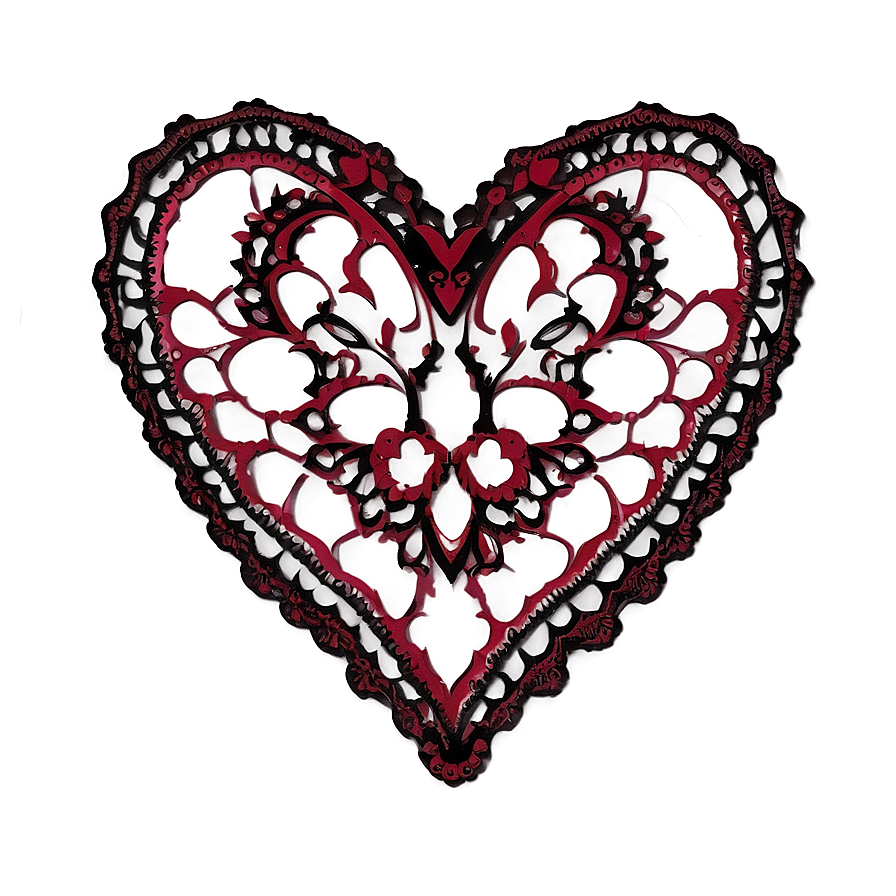 Lace Pattern Red Heart Emoji Png 21 PNG Image