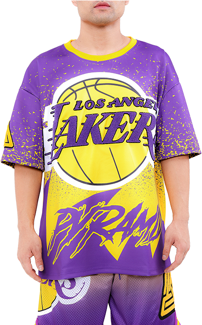 Lakers Themed Outfit Showcase PNG Image