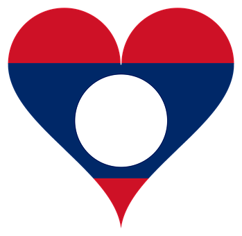 Lao Flag Heart Shape PNG Image