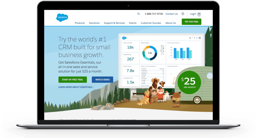 Laptop Mockup Salesforce C R M Homepage PNG Image