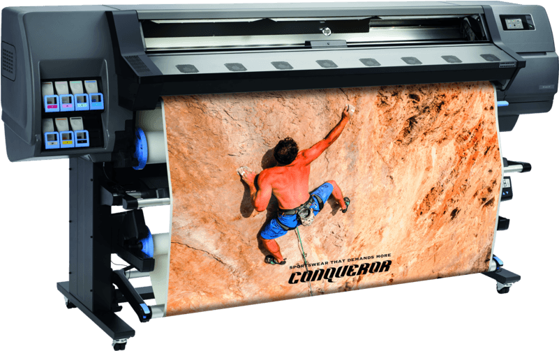 Large Format Printer Printing Climbing Poster PNG Image