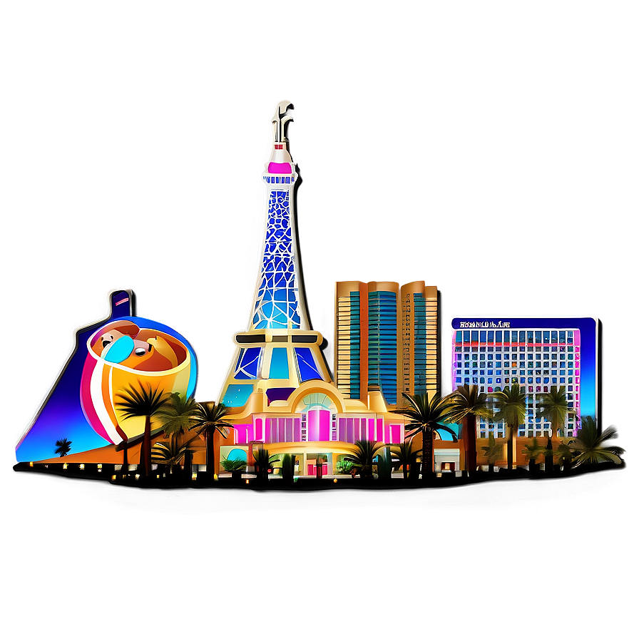 Las Vegas Skyline With Hotels Png Sio PNG Image