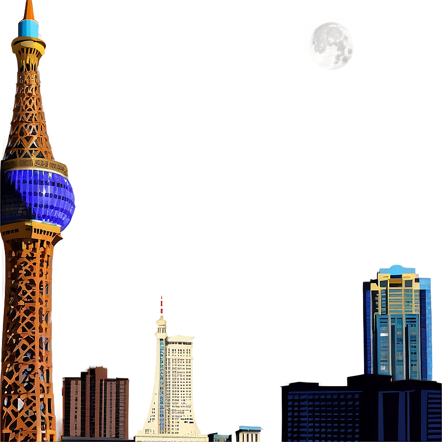 Las Vegas Skyline With Moon Png Jck PNG Image