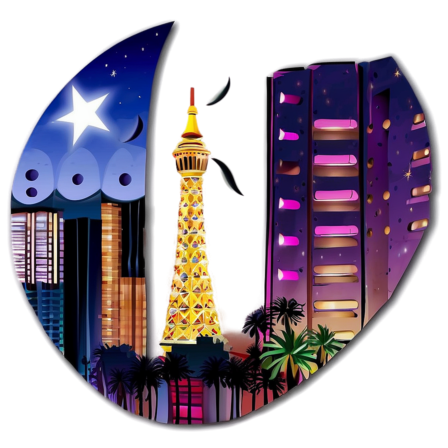 Las Vegas Skyline With Moon Png Kjo PNG Image