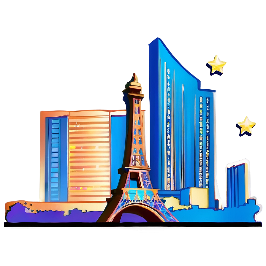 Las Vegas Skyline With Stars Png Wwf PNG Image