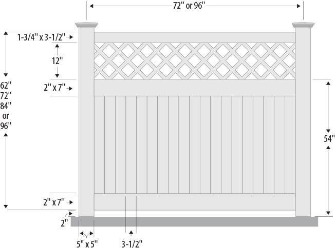 Lattice Top Vinyl Fence Diagram PNG Image